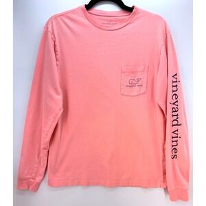 Vineyard Vines Long Sleeve Pocket Whale Logo Tee Sz XS Pink Preppy Coastal